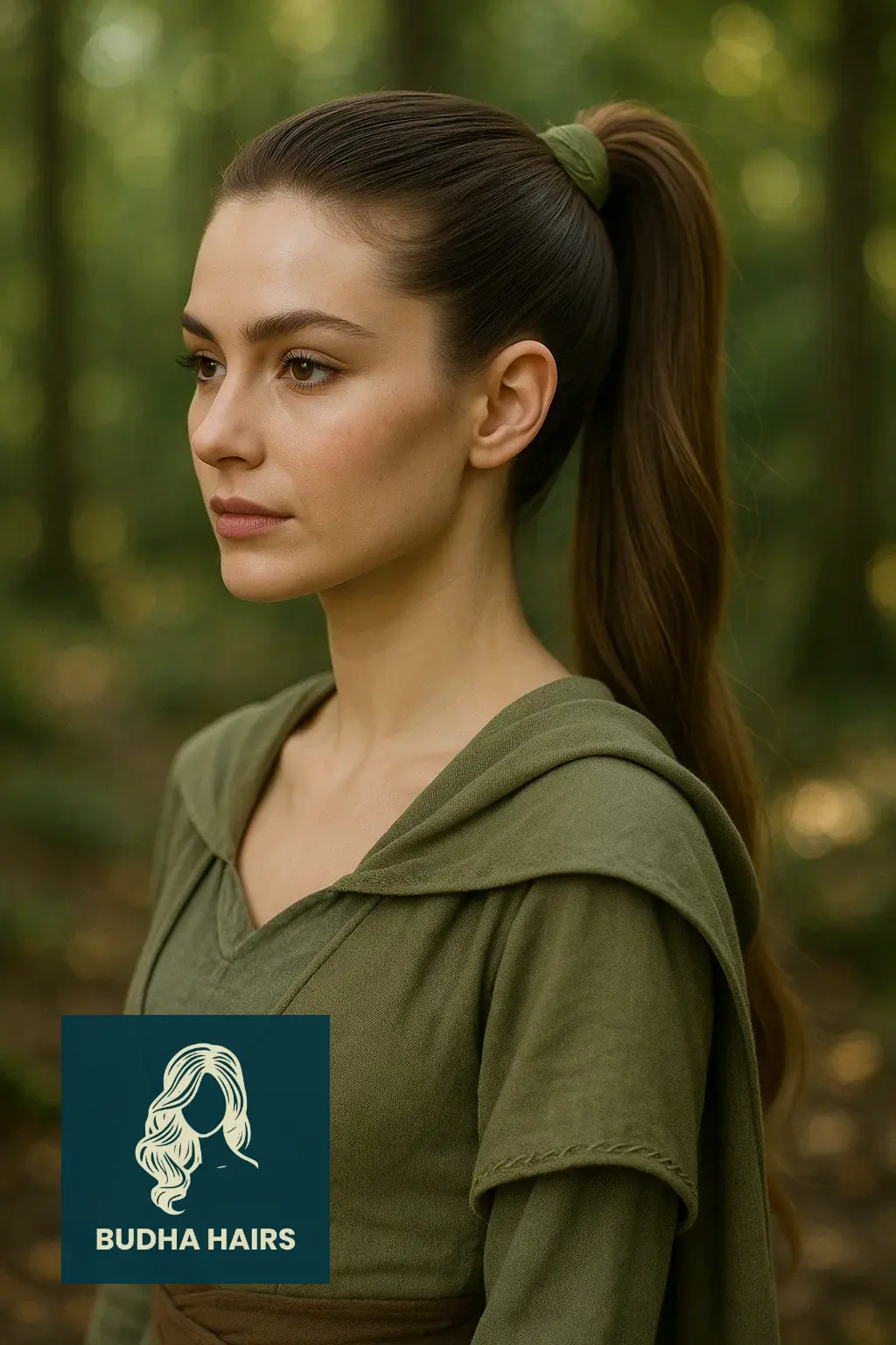 30 Ethereal Elf Hairstyles for a Fantasy Look 23 High Ponytail with Leaf-Wrapped Base