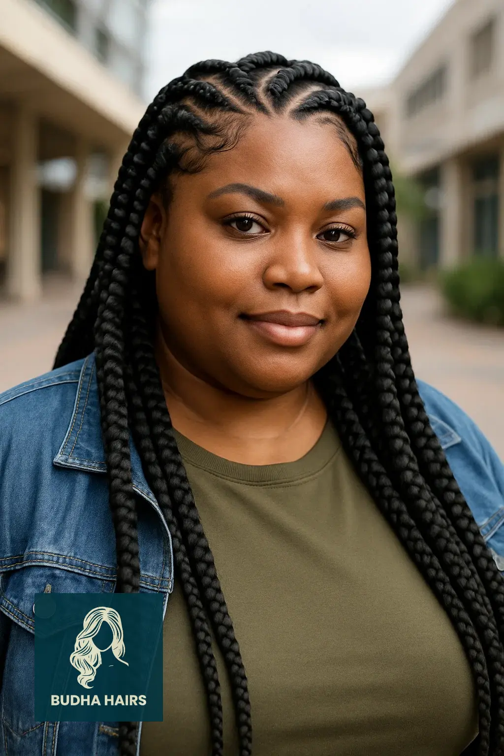 Plus Size Hairstyles for Black Women: 30 Stunning Styles 5 Jumbo Knotless Braids With Curved Parts