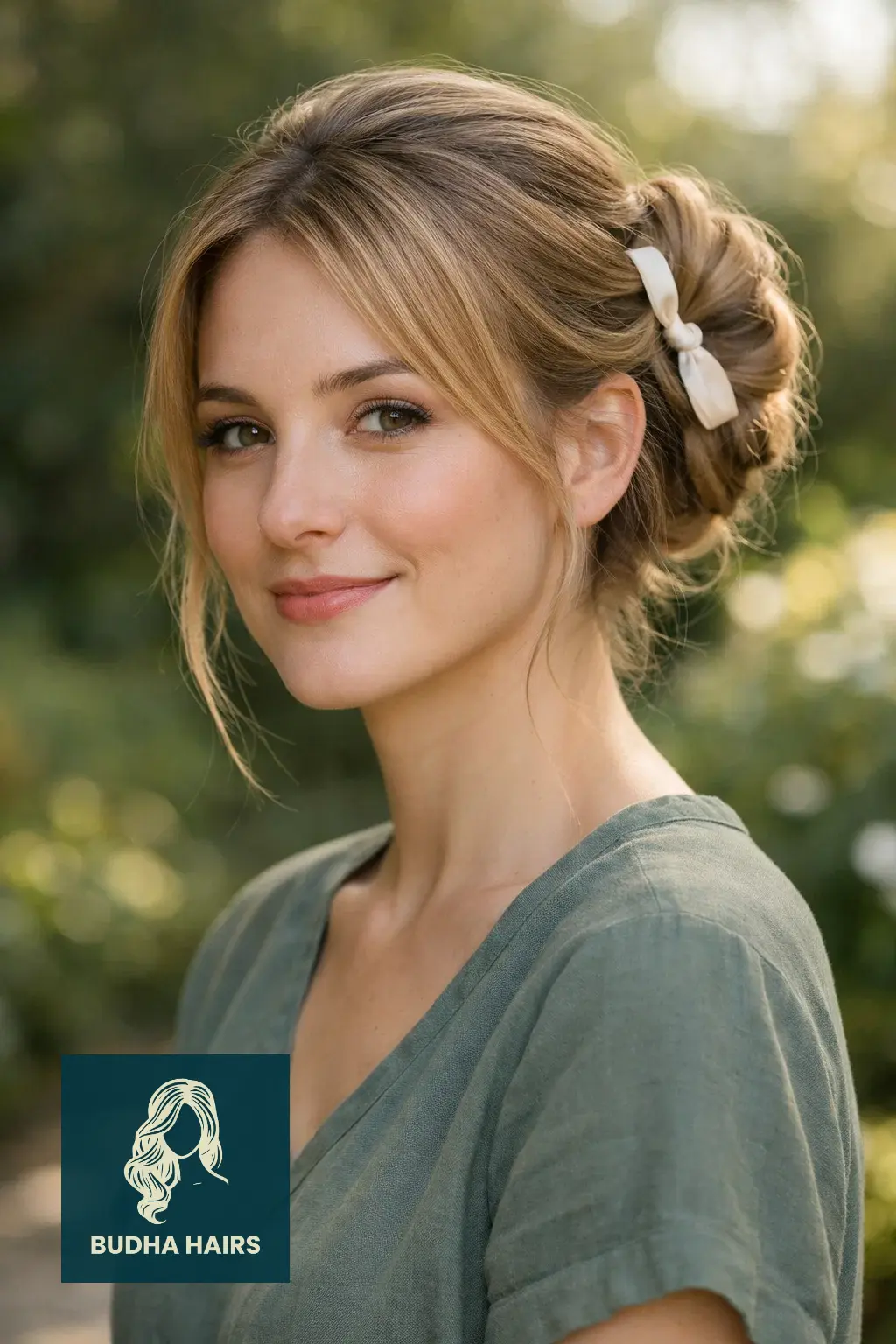 25 Best Updo Hairstyles for Thin Hair: Voluminous & Elegant 24 Looped Bun with Ribbon Detail