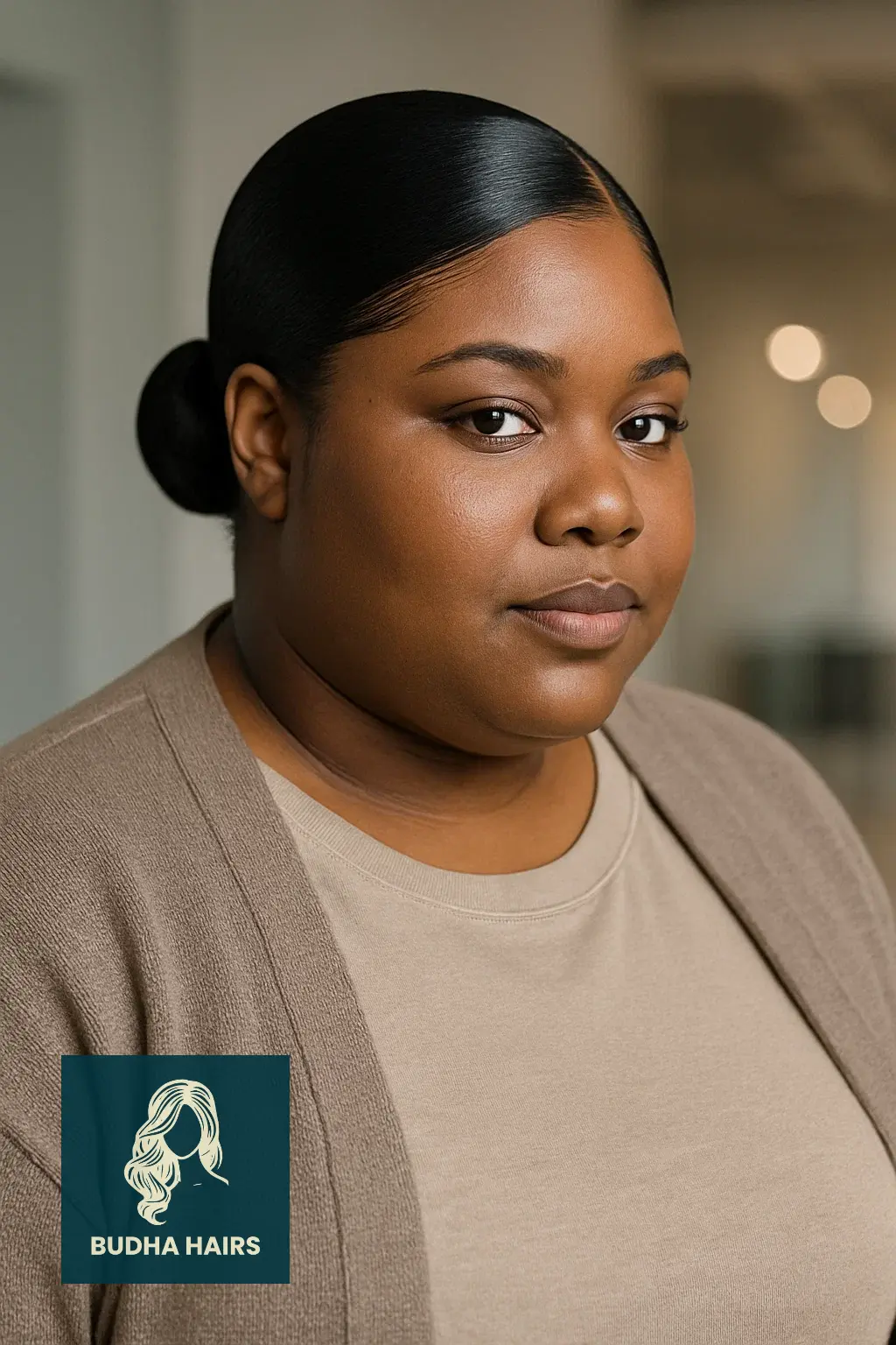 Plus Size Hairstyles for Black Women: 30 Stunning Styles 22 Low Sleek Bun With Side Part