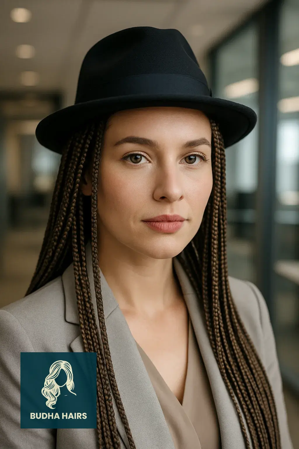 35 Best Hat Hairstyles for Work to Stay Polished & Professional 15 Micro Braids Paired with a Professional Fedora