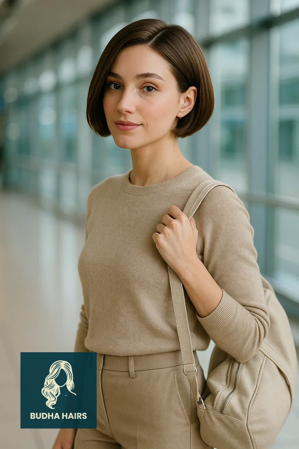 30 Airport Hairstyles for Short Hair: Easy Travel Looks 1 Quick Tucked Bob for Smooth Airport Travel