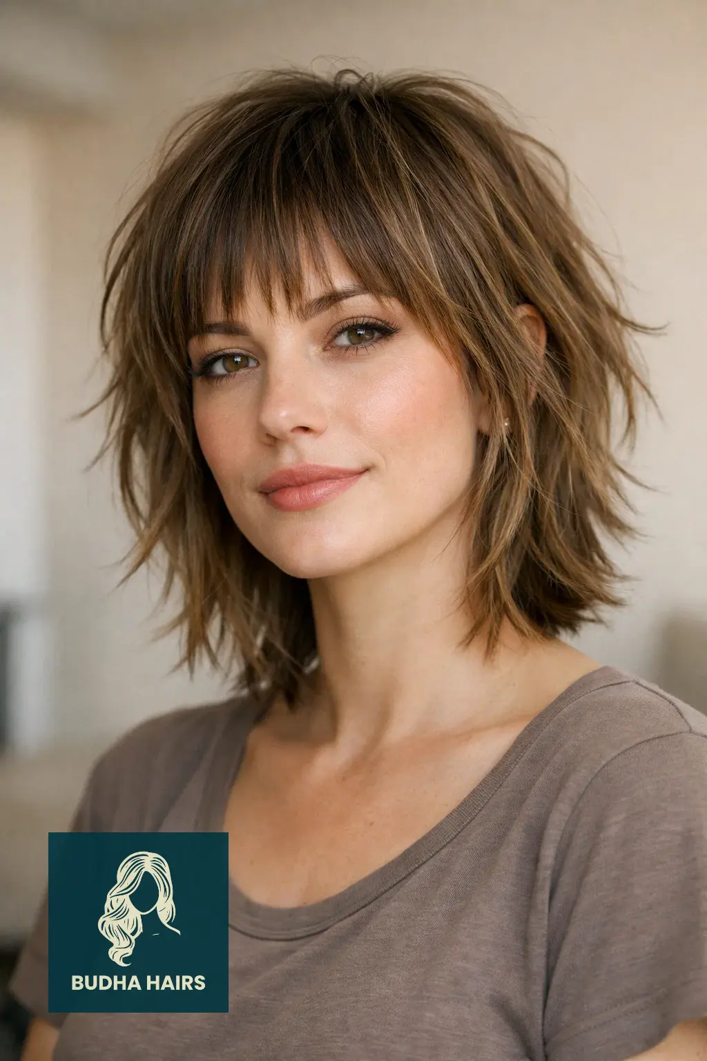 30 Best Shaggy Bob Hairstyles for Fine Hair and Round Faces 18 Razor-Cut Shag with Micro Bangs