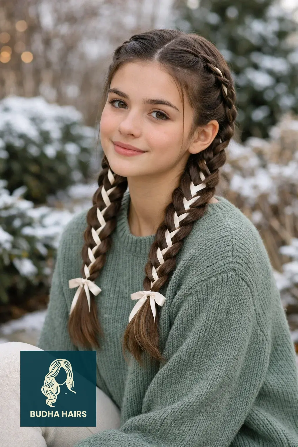 30 Adorable Christmas Hairstyles for Kids: Easy & Festive Ideas 9 Ribbon Corset Braids