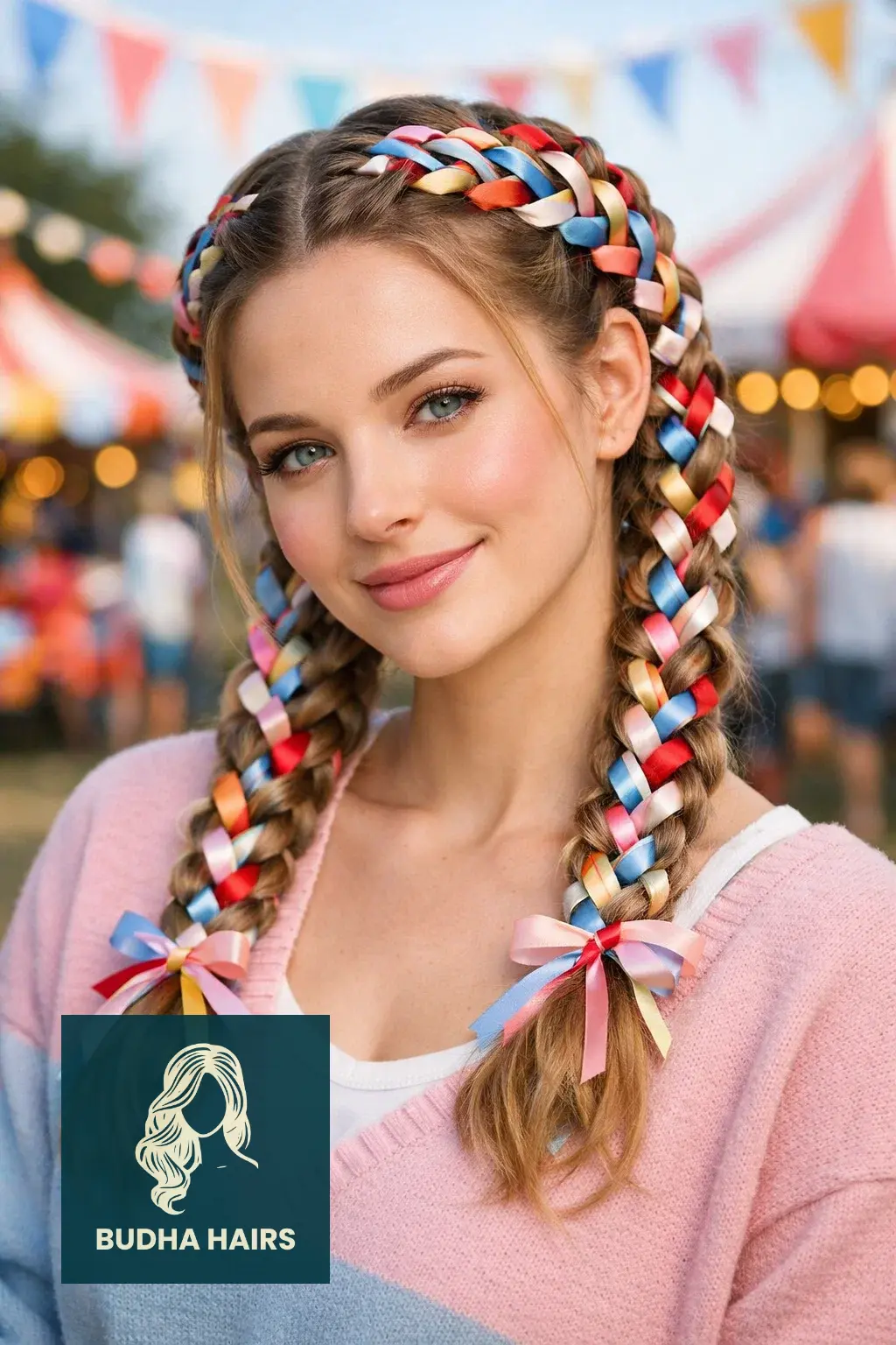 50 Iconic Clown Hairstyles for Women: Cute, Scary & Creative Looks 28 Ribbon Weave Braids