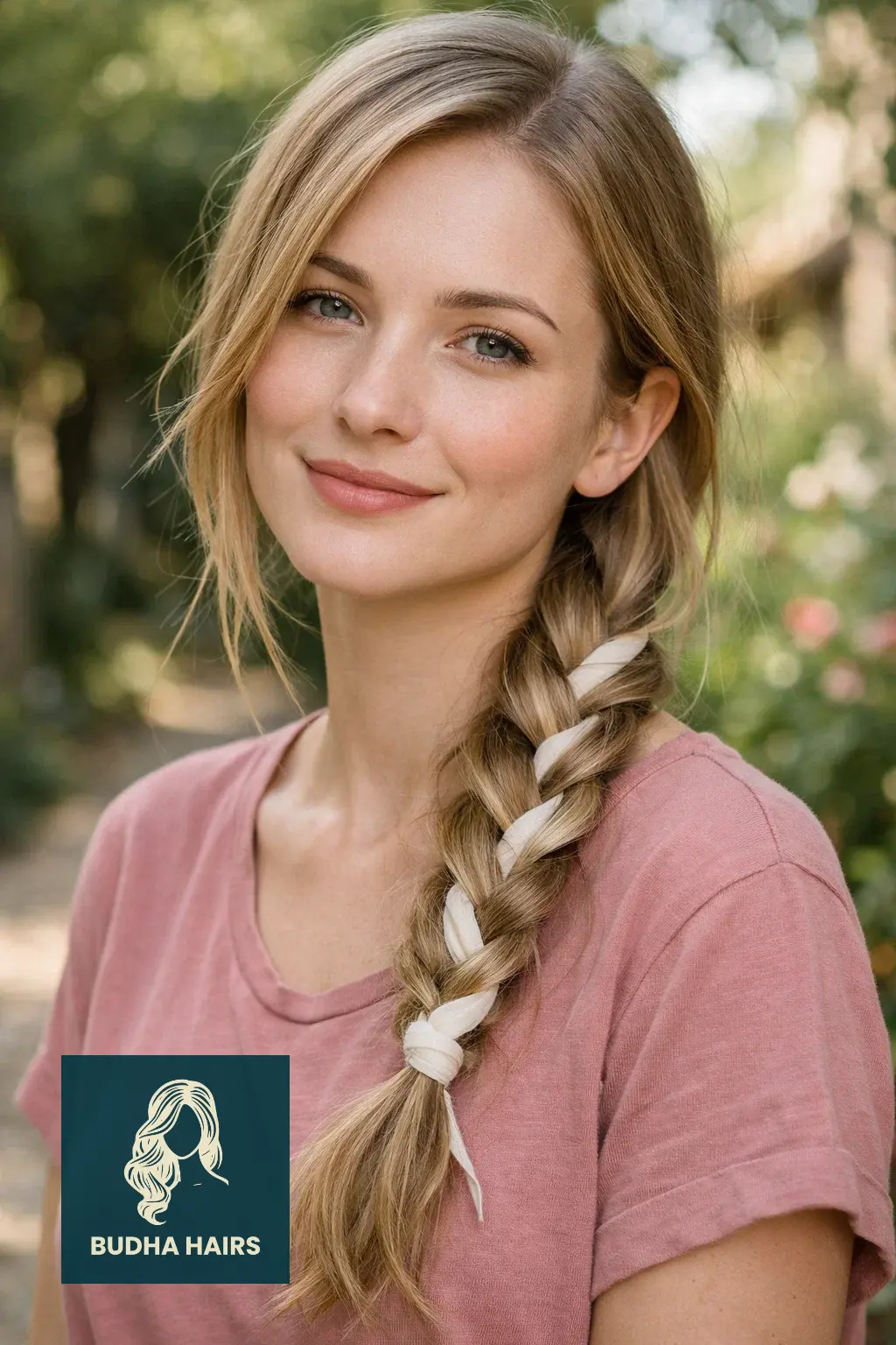 25 Best Long Thin Hair Hairstyles for Maximum Volume & Length 24 Ribbon-Weaved Side Braid