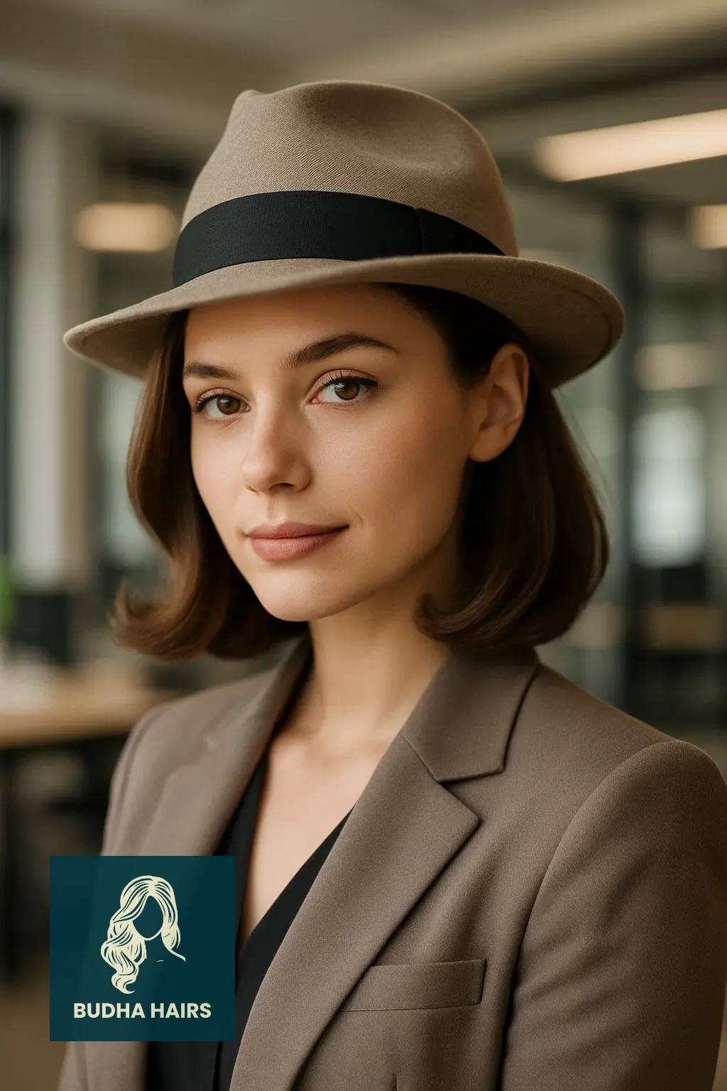 35 Best Hat Hairstyles for Work to Stay Polished & Professional 19 Rolled Ends with a Tilted Brim Hat