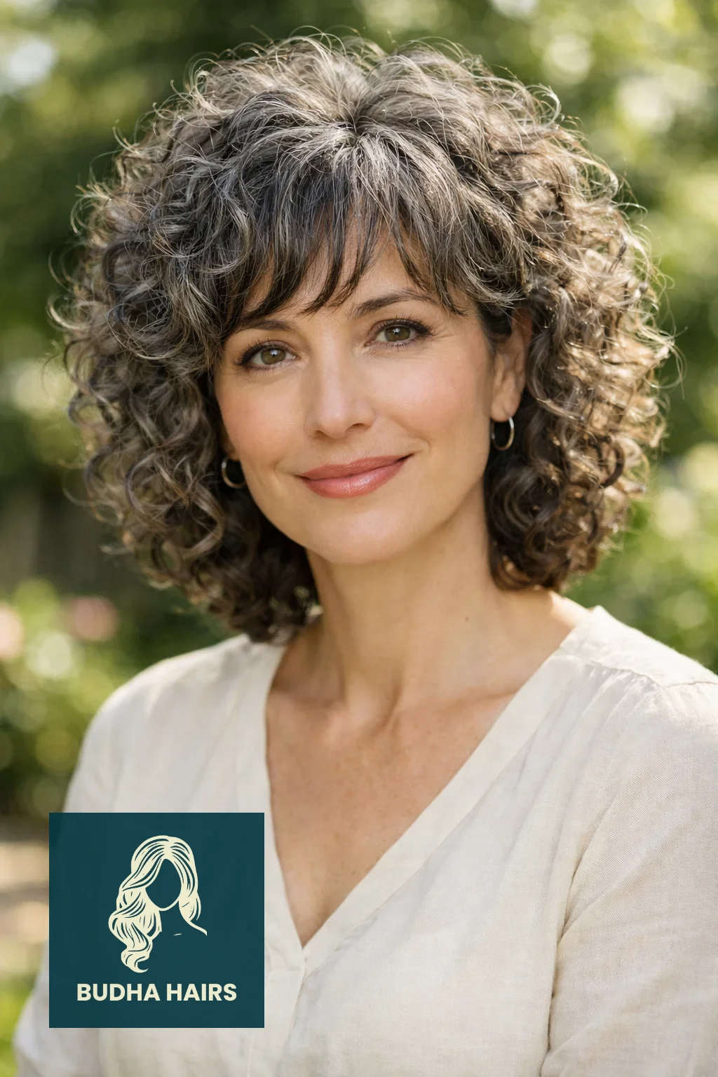 35 Chic Hairstyles for Women Over 40 with Bangs to Try Now 35 Salt And Pepper Curls With Soft Bangs
