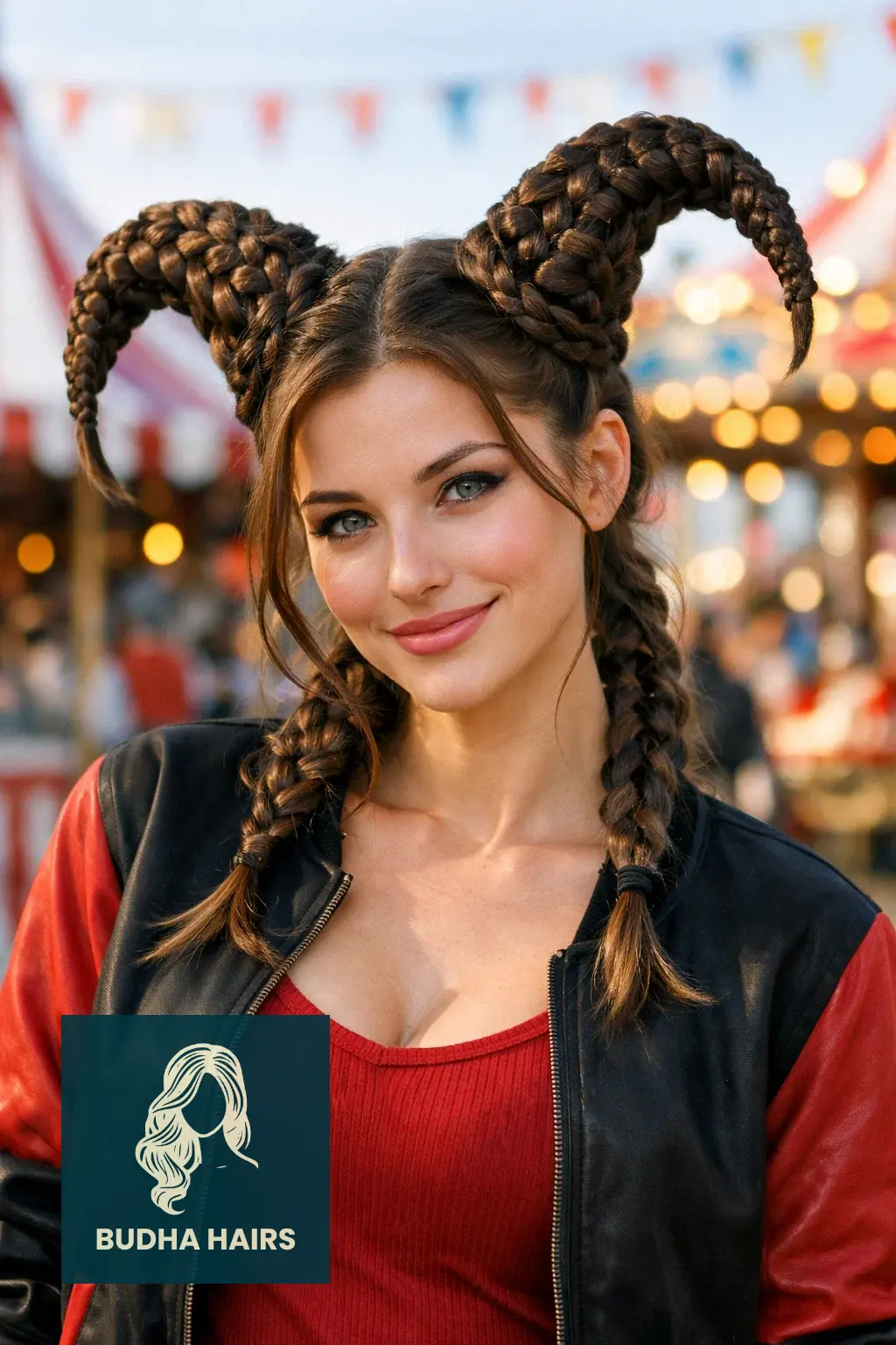 50 Iconic Clown Hairstyles for Women: Cute, Scary & Creative Looks 11 Sculpted Braided Jester Horns