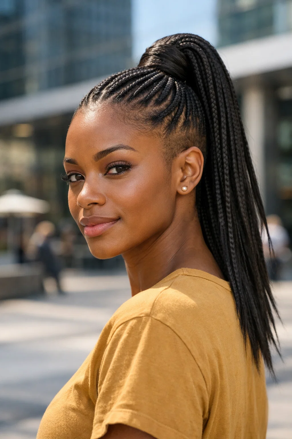 40 Bold Shaved Sides with Ponytail for Black Women Styles 34 Shaved Sides with Braids and High Wrap Ponytail