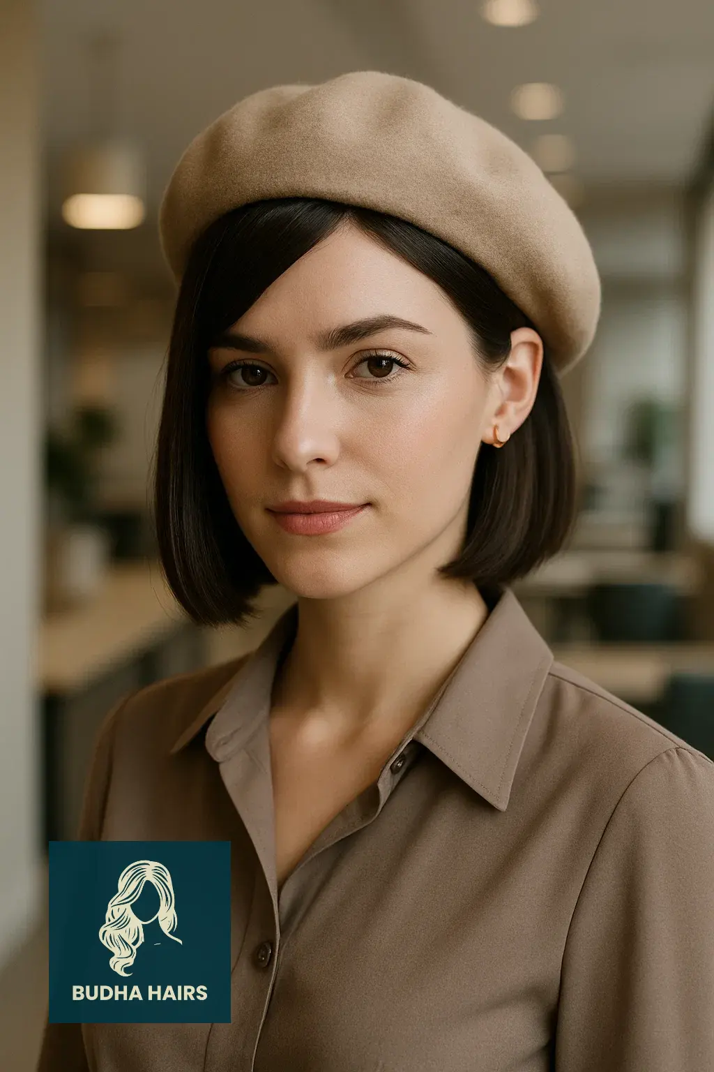 35 Best Hat Hairstyles for Work to Stay Polished & Professional 13 Short Bob Styled with a Soft Work Beret