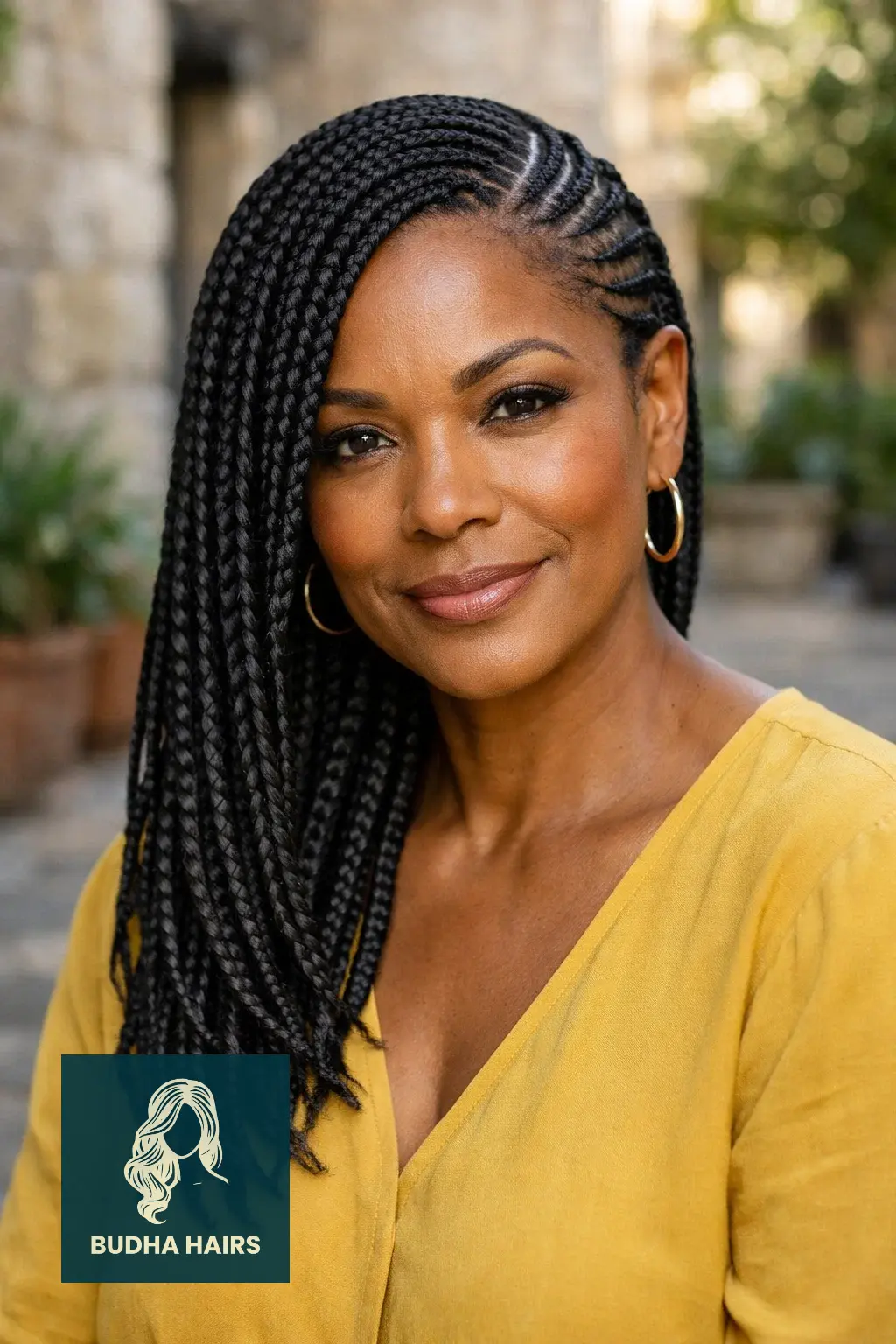 25 Stunning Braids for Older Black Women Over 50 (2026 Guide) 16 Side-Swept Lemonade Braids