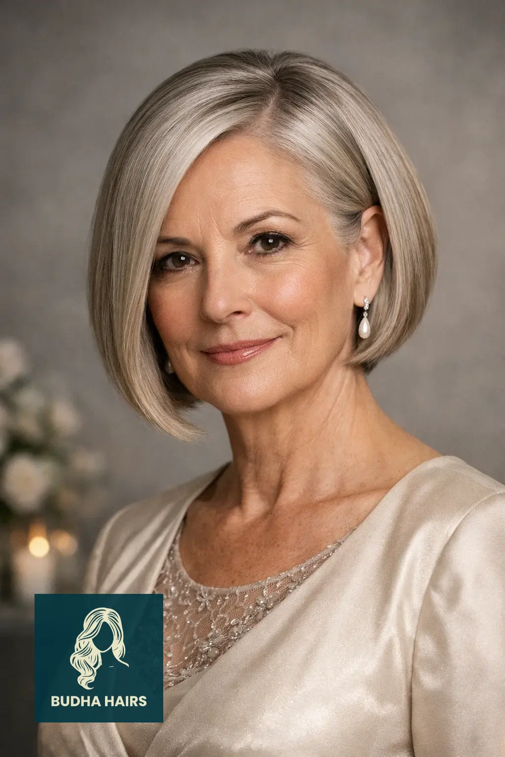 29 Stunning Wedding Hairstyles for Older Women: Elegant & Voluminous 4 Sleek Bob with a Deep Side Part