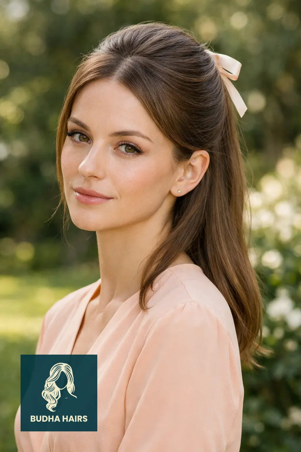 30 Best Formal Hairstyles for Thin Hair for Weddings & Galas 28 Sleek Half-Up with Ribbon Tie