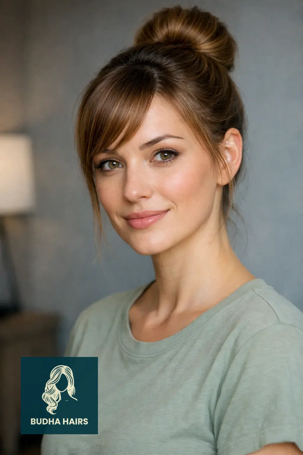 25 Best Updo Hairstyles for Thin Hair: Voluminous & Elegant 18 Sleek High Bun with Side-Swept Bangs