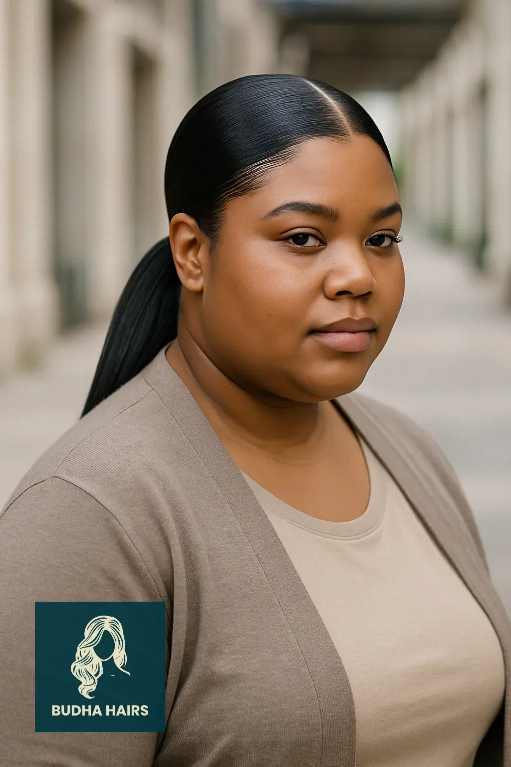 Plus Size Hairstyles for Black Women: 30 Stunning Styles 15 Sleek Low Ponytail With Middle Part