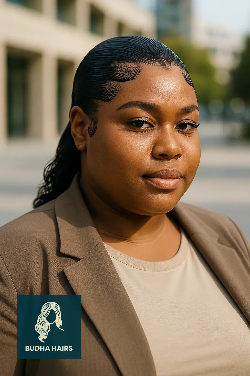 Plus Size Hairstyles for Black Women: 30 Stunning Styles 25 Slicked-Back Wet Look With Defined Edges