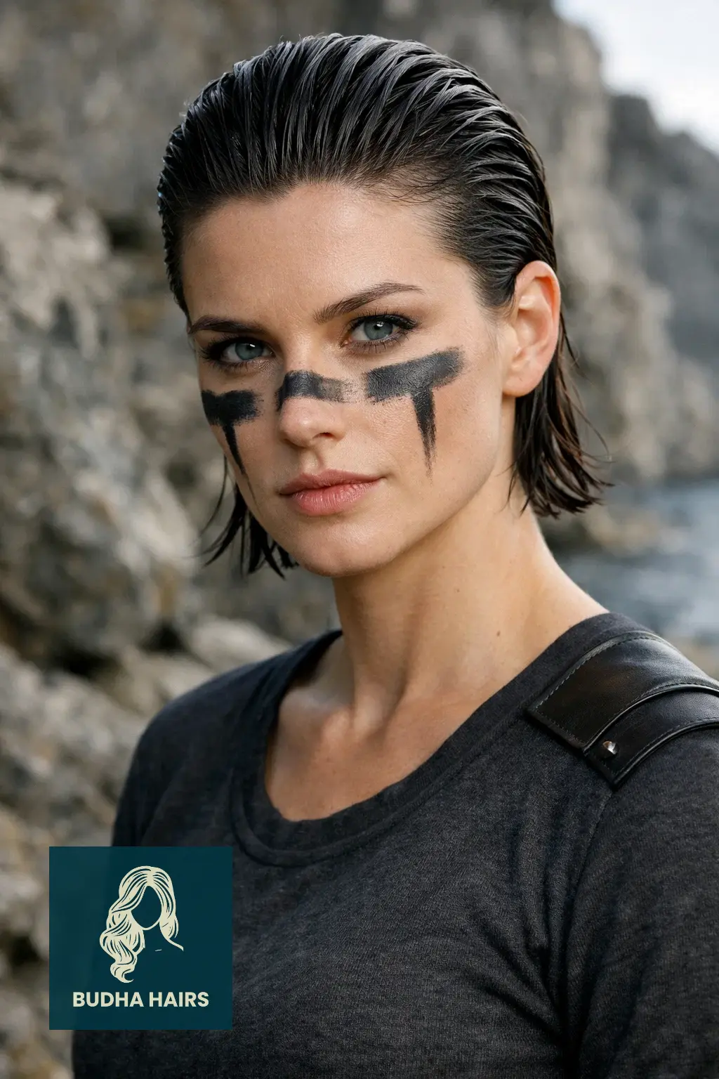 30 Fierce Viking Hairstyles for Women with Short Hair - Braids & Cuts 29 Slicked Back with War Paint