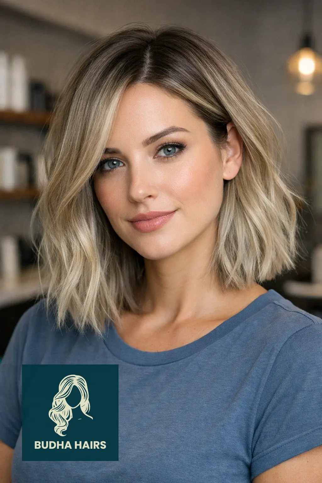 25 Ash Blonde Balayage Hairstyles That Look Expensive and Chic 7 Smoky Blonde Lob with Shadow Root