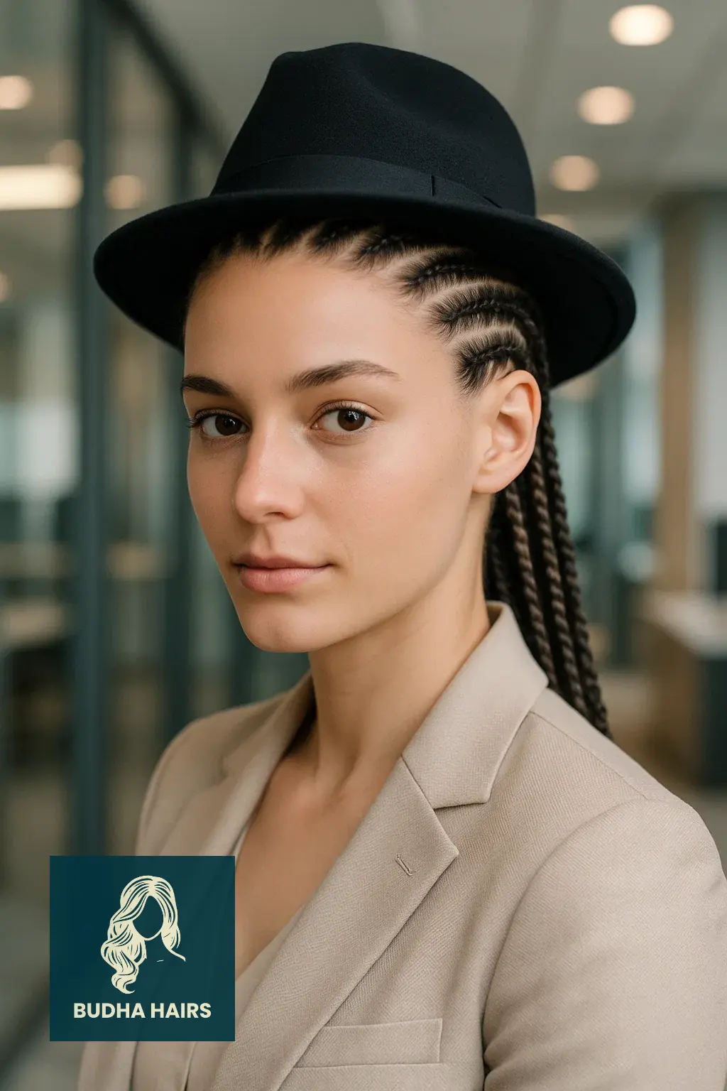 35 Best Hat Hairstyles for Work to Stay Polished & Professional 18 Straight Back Cornrows for All-Day Hat Comfort