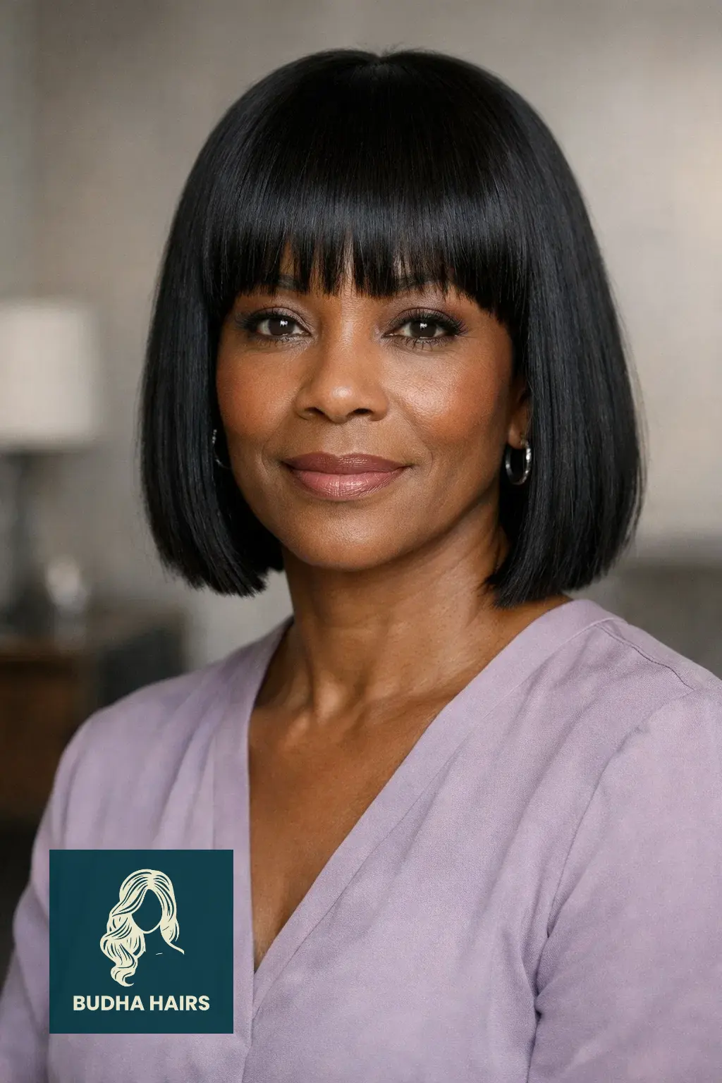 30 Stunning Older Black Women Hairstyles for Over 50 (2026 Guide) 25 Straight Blunt Cut with Fringe