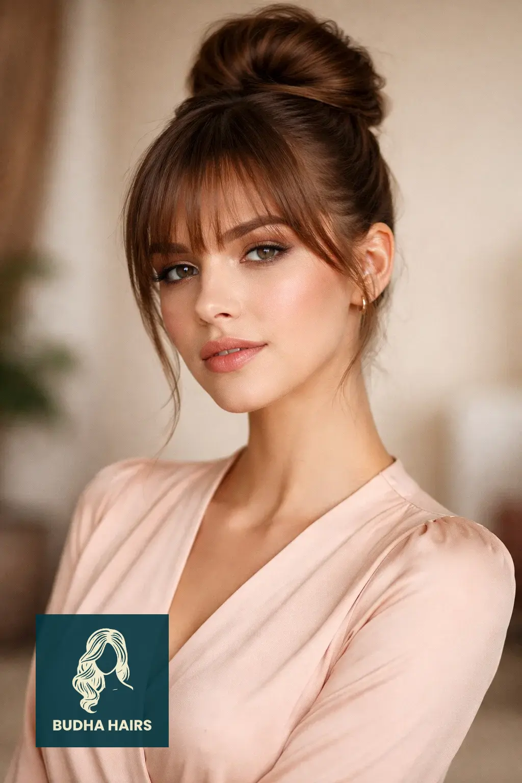 30 Best Formal Hairstyles for Thin Hair for Weddings & Galas 20 Structured High Bun with a Front Fringe