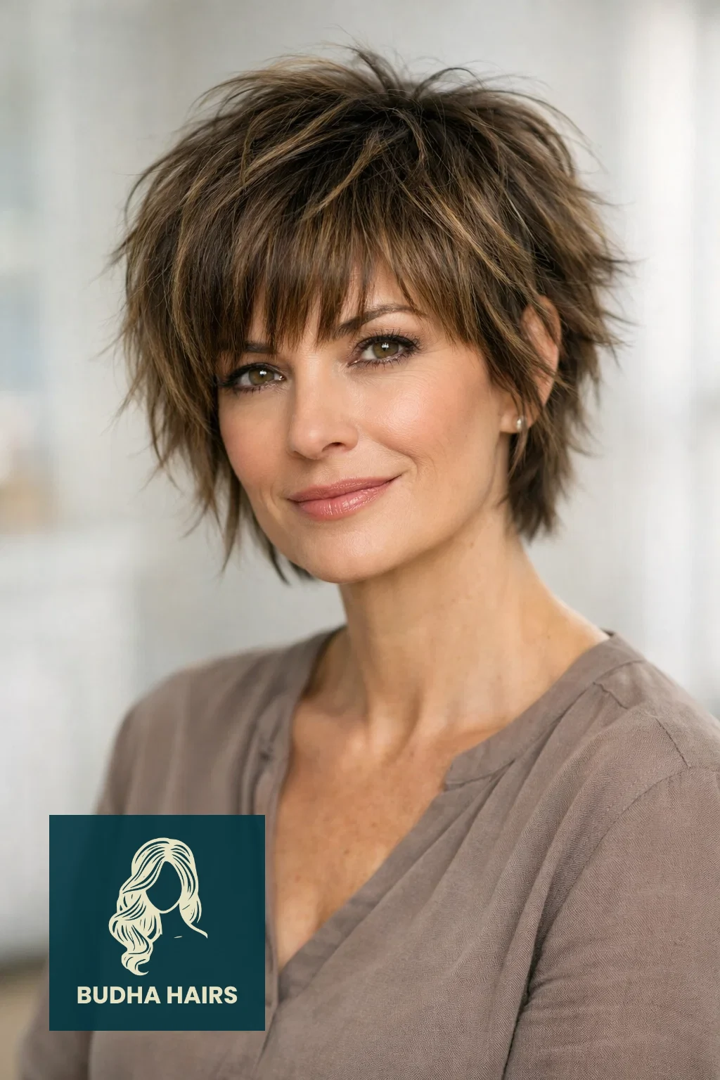 35 Chic Hairstyles for Women Over 40 with Bangs to Try Now 17 Textured Crop With Heavy Fringe