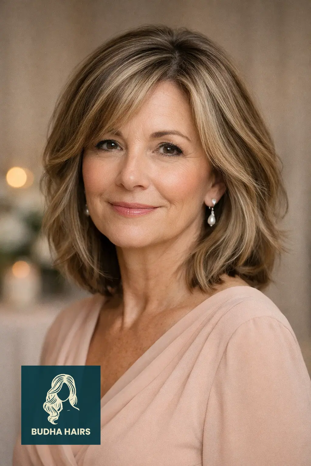 29 Stunning Wedding Hairstyles for Older Women: Elegant & Voluminous 16 Textured Lob with Face-Framing Highlights