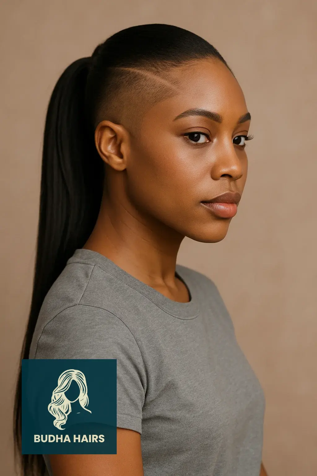 40 Bold Shaved Sides with Ponytail for Black Women Styles 16 The Asymmetrical Diagonal Shave Ponytail