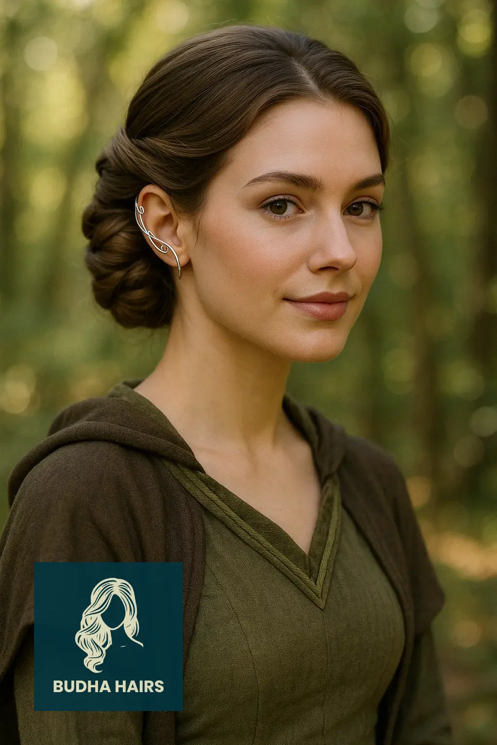 30 Ethereal Elf Hairstyles for a Fantasy Look 28 The Asymmetrical Low Twist with Ear Cuff