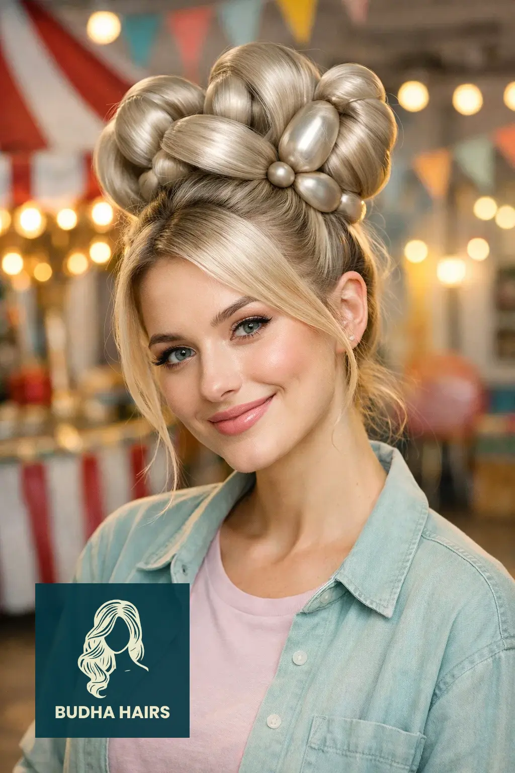 50 Iconic Clown Hairstyles for Women: Cute, Scary & Creative Looks 25 he "Balloon Animal" Updo