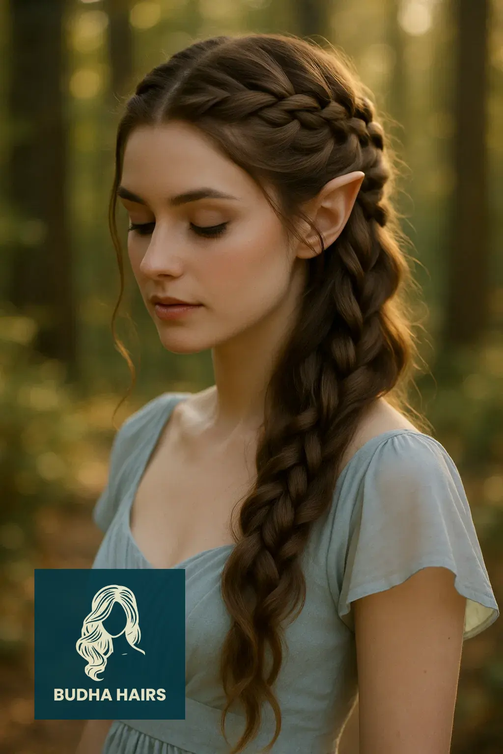 30 Ethereal Elf Hairstyles for a Fantasy Look 1 The Cascading Waterfall Braid Crown