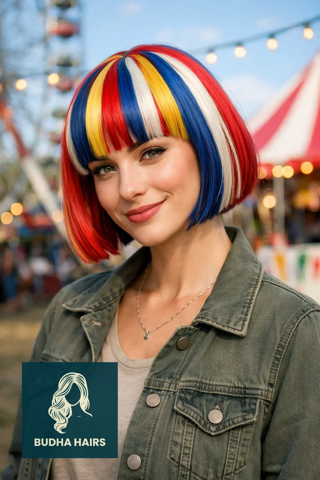 50 Iconic Clown Hairstyles for Women: Cute, Scary & Creative Looks 37 The "Circus Tent" Striped Dye
