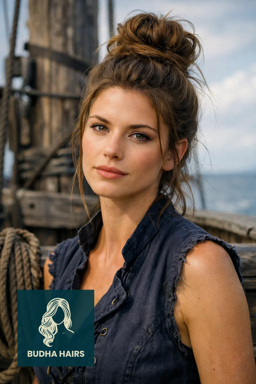 50 Pirate Hairstyles for Women - Rugged & Romantic Looks 15 The "Crow's Nest" Top Knot
