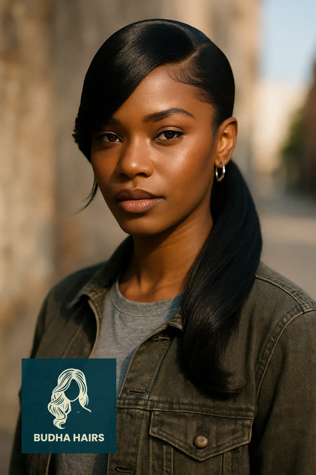 40 Bold Shaved Sides with Ponytail for Black Women Styles 28 The Deep Side-Swoop Ponytail