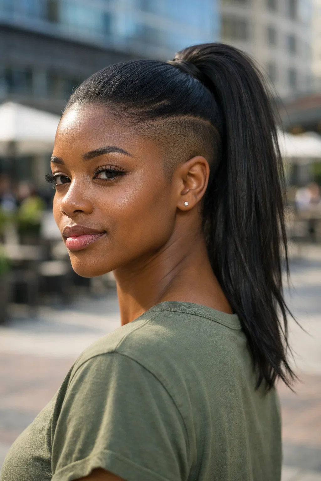 40 Bold Shaved Sides with Ponytail for Black Women Styles 37 The Full Head Undercut Ponytail (Maximum Relief)