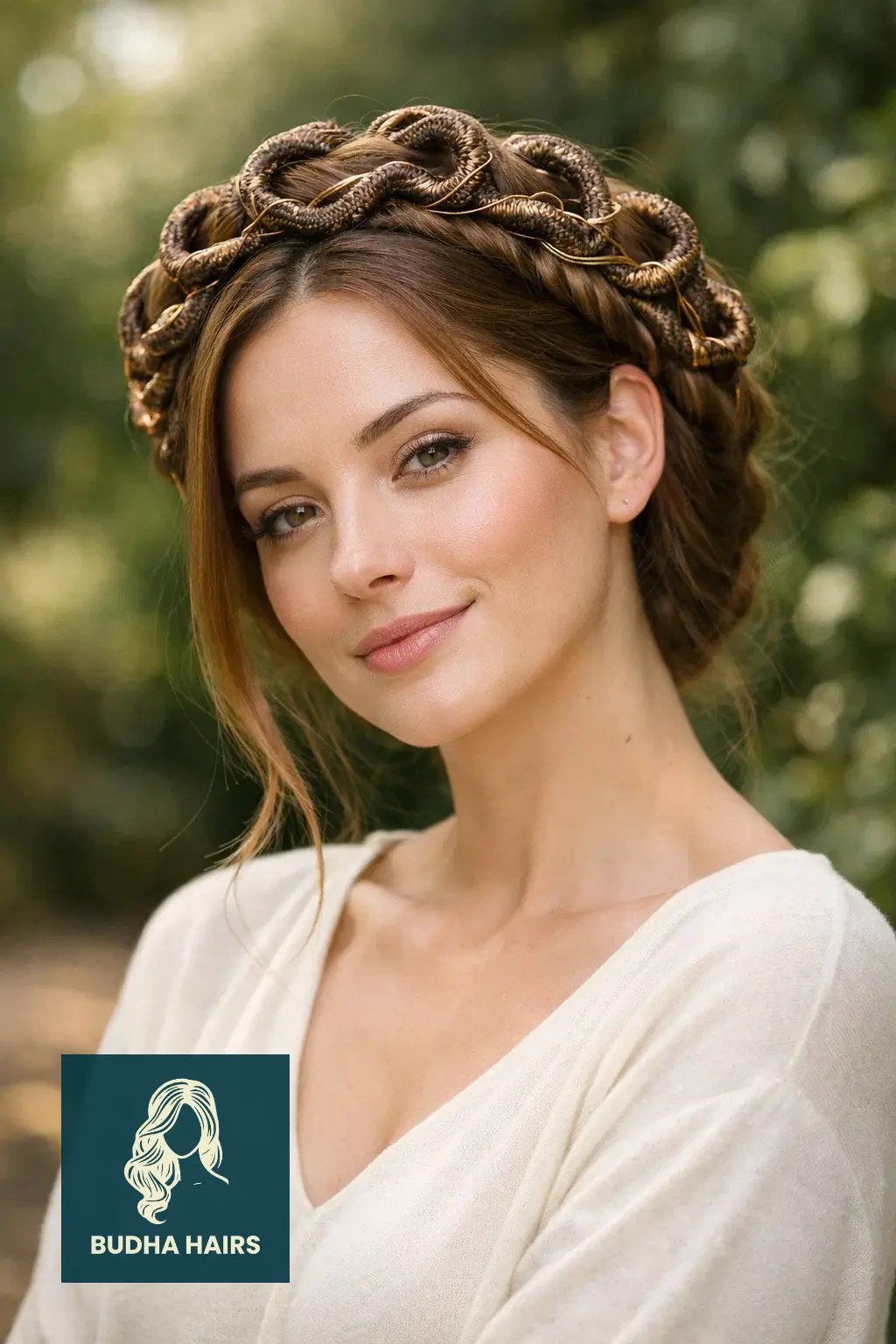 25 Medusa Hairstyles: Creative, Scary & Mythological Looks 2 The Golden Serpent Halo