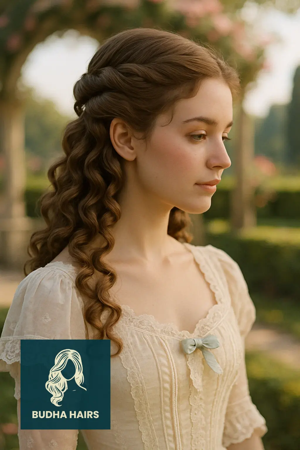 30 Elegant Victorian Hairstyles & Historical Updo Ideas 21 The Half-Down Grecian Curls (Young Women)