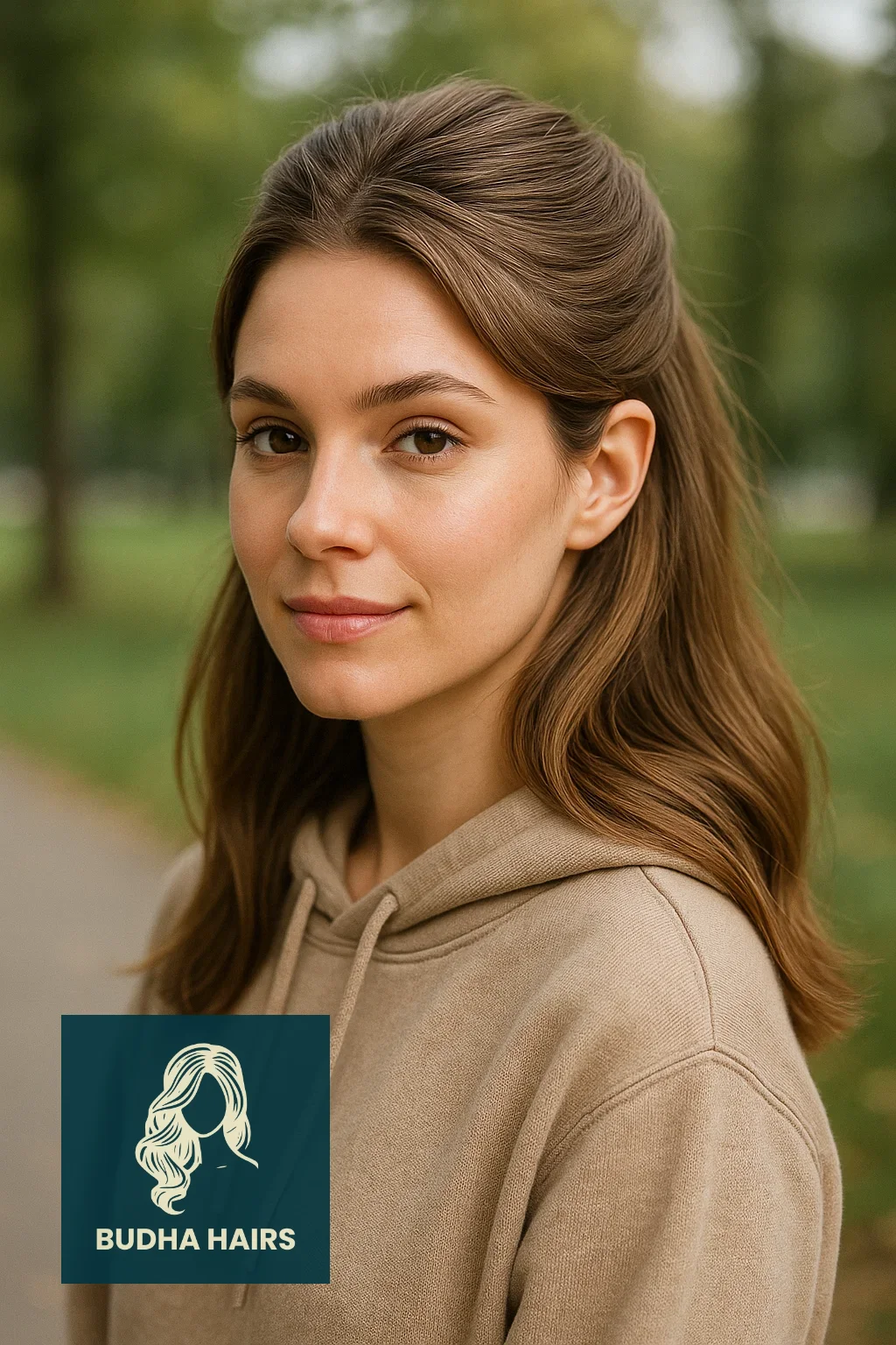 30 Best Hoodie Hairstyles & Easy Hair Hacks for Comfort 16 The Half-Down with Hidden Pin Back (Volume Control)