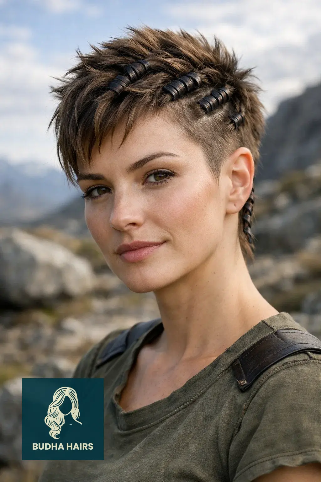 30 Fierce Viking Hairstyles for Women with Short Hair - Braids & Cuts 10 The Leather-Wrapped Stub