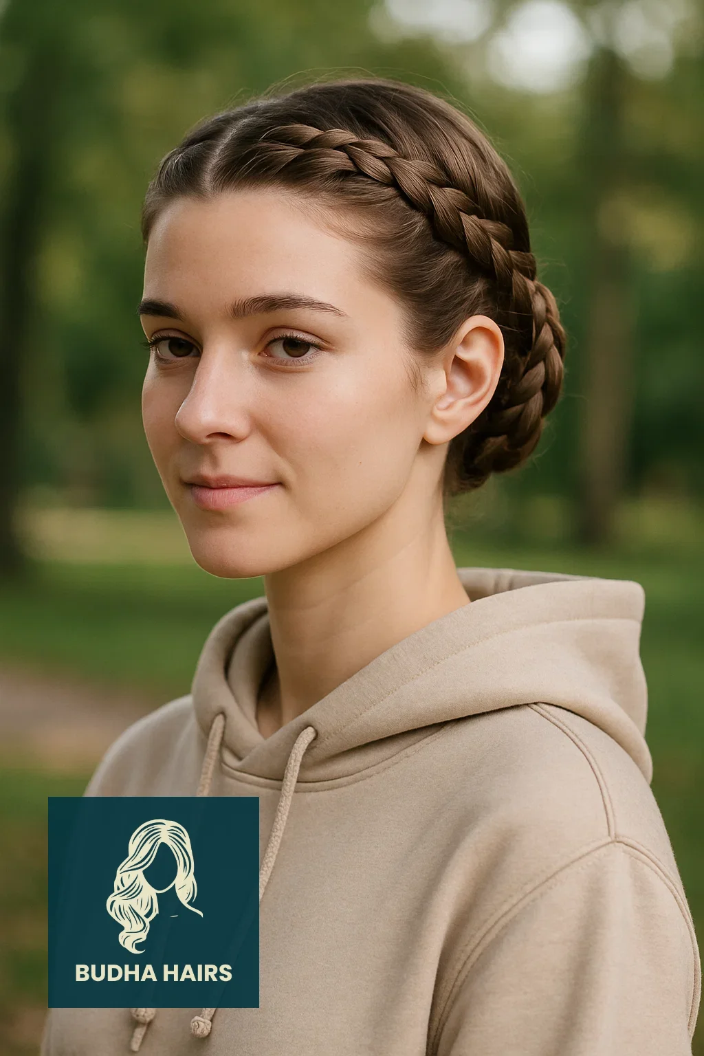 30 Best Hoodie Hairstyles & Easy Hair Hacks for Comfort 6 The Low Braided Crown (The Back-Clearing Loop)