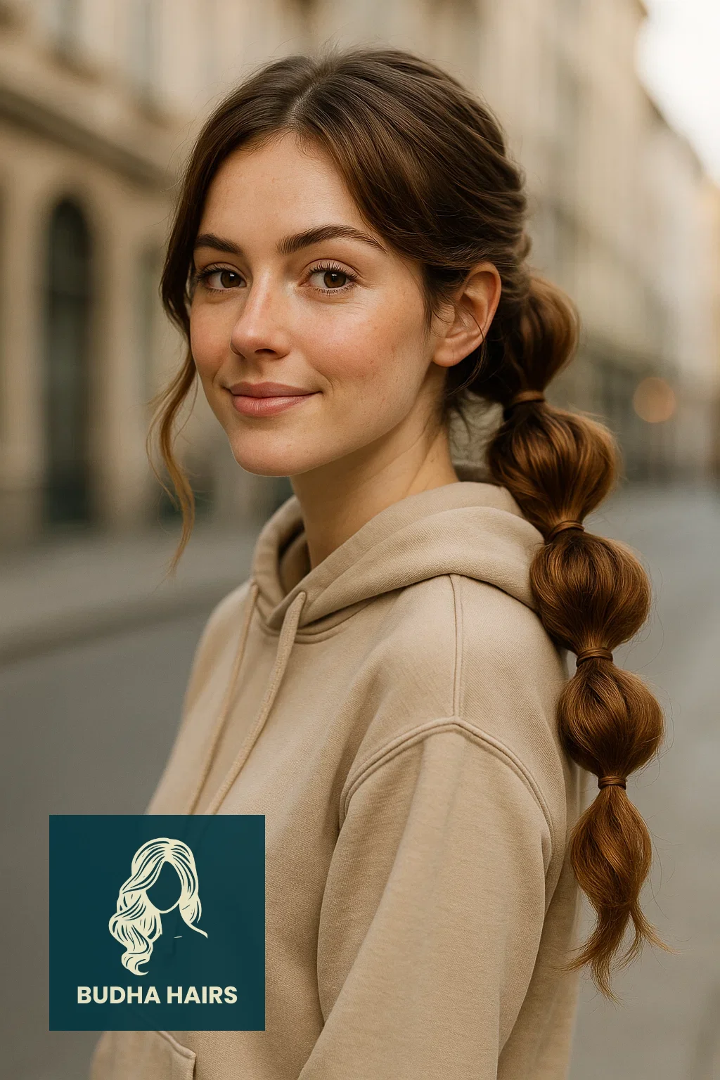30 Best Hoodie Hairstyles & Easy Hair Hacks for Comfort 14 The Low Bubble Ponytail Textured Tuck