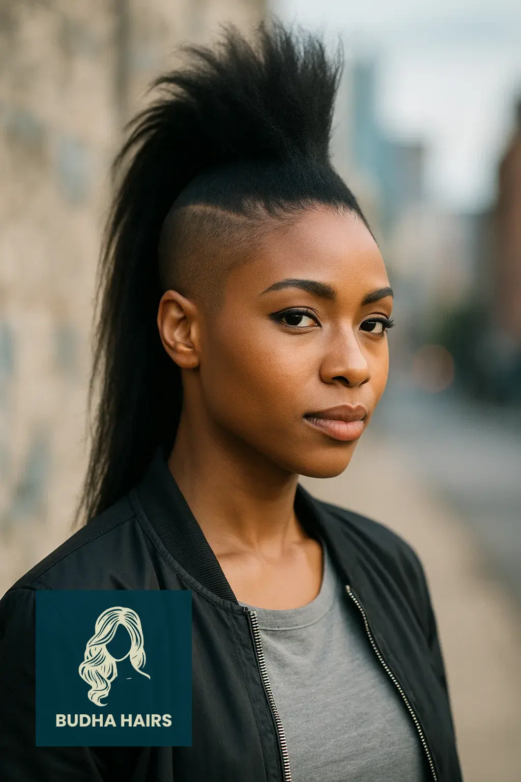 40 Bold Shaved Sides with Ponytail for Black Women Styles 11 The Mohawk Ponytail (Extreme Height)