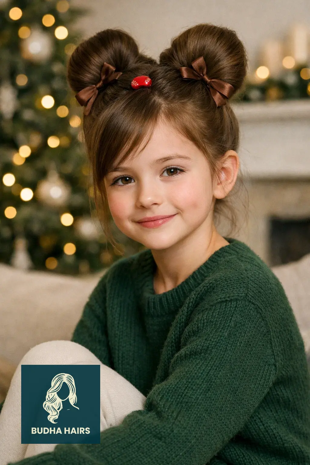 30 Adorable Christmas Hairstyles for Kids: Easy & Festive Ideas 1 The Reindeer Bun
