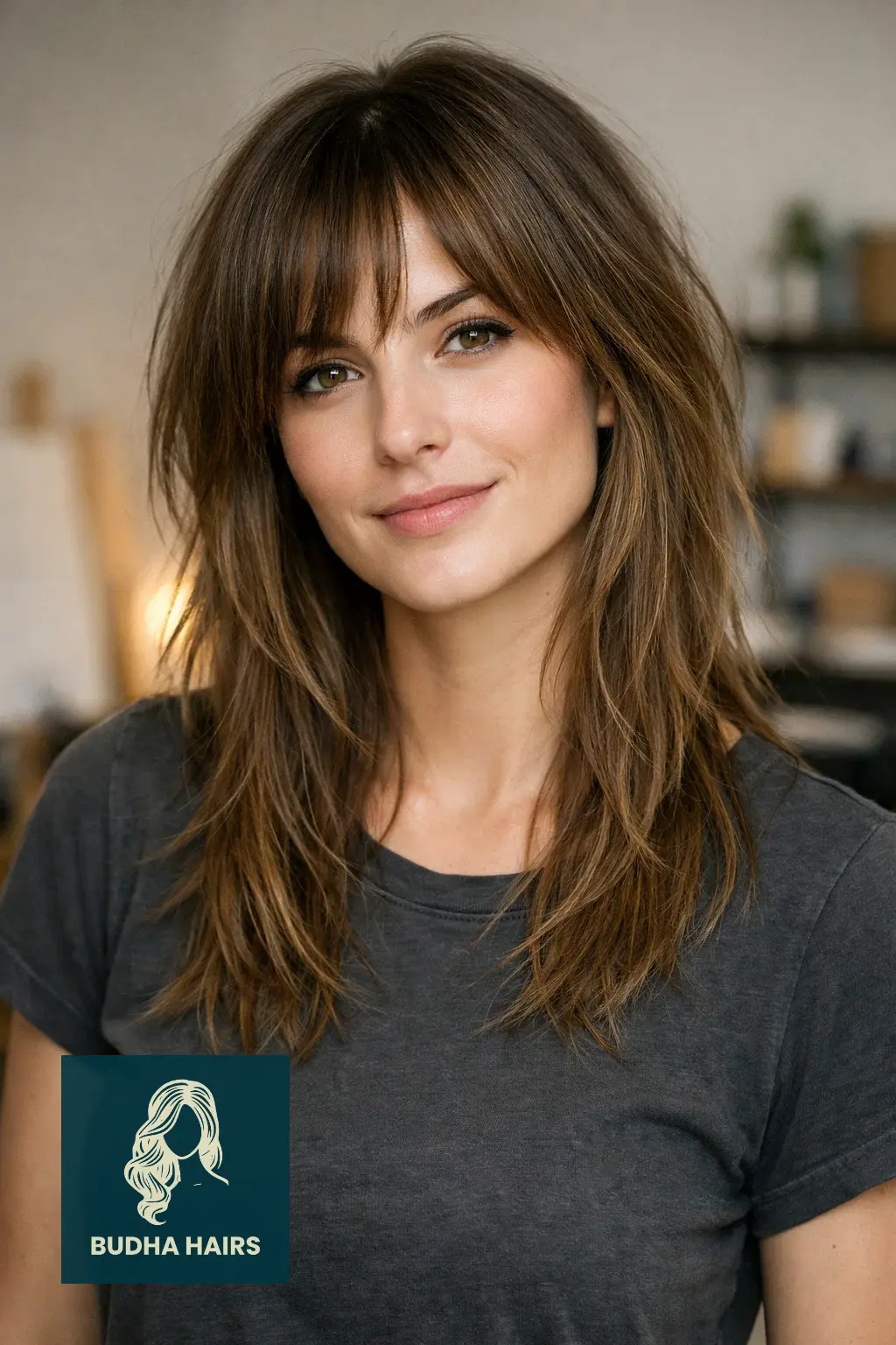 25 Best Long Thin Hair Hairstyles for Maximum Volume & Length 8 The Shag with Long Bangs