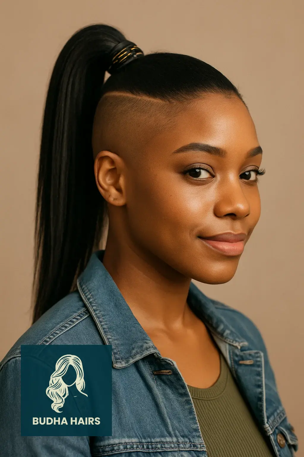 40 Bold Shaved Sides with Ponytail for Black Women Styles 31 The Shaved Sides with Ponytail and Hair Wrap Detail