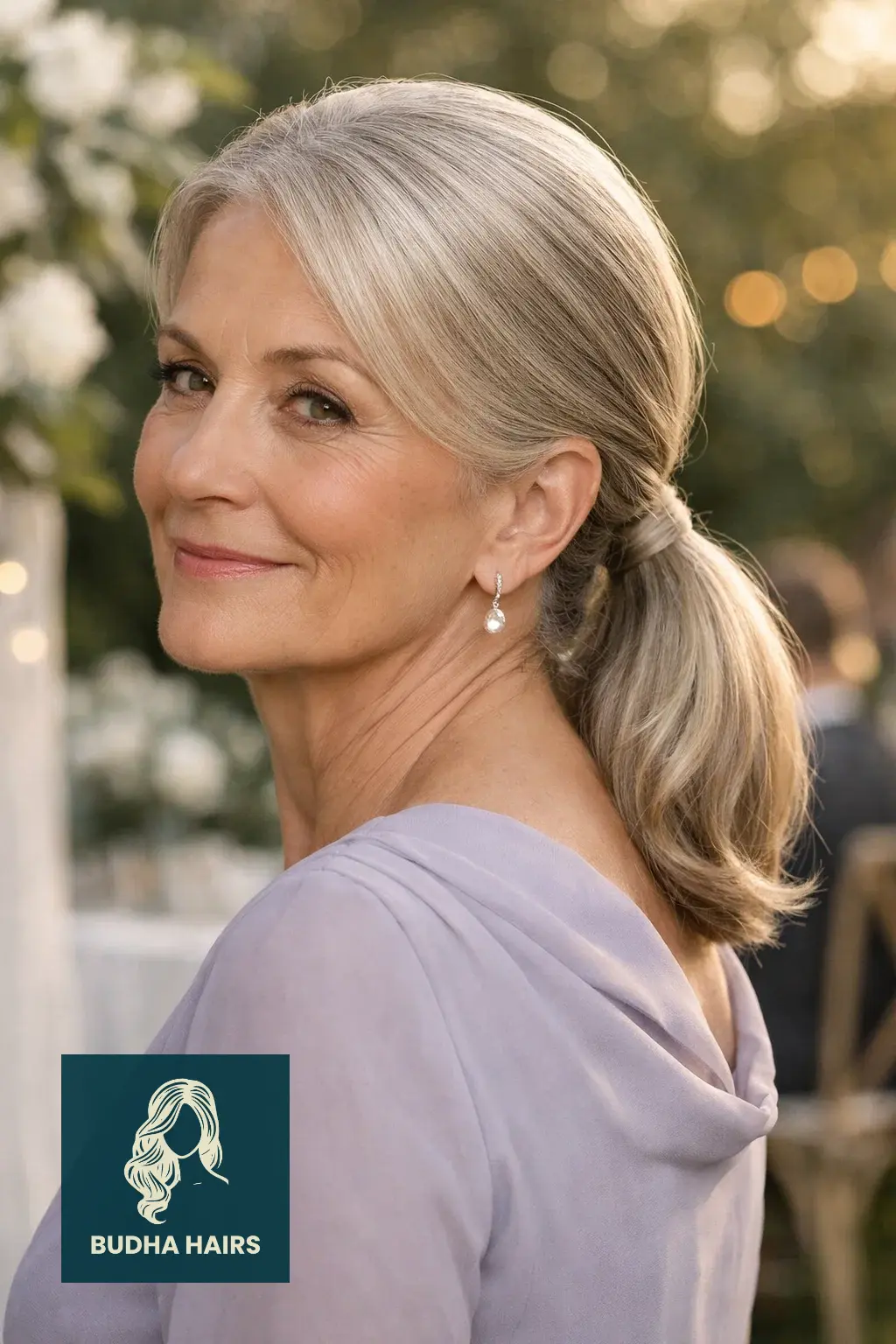 29 Stunning Wedding Hairstyles for Older Women: Elegant & Voluminous 8 The Sleek Low Ponytail with a Wrap