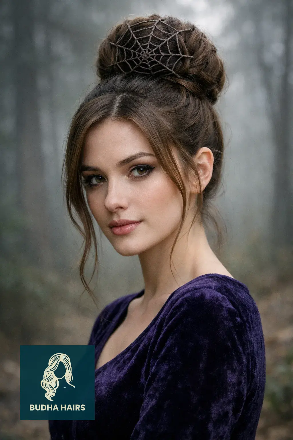 50 Enchanting Witch Hairstyles: Gothic, Modern & Fantasy Looks 17 The Spiderweb Bun