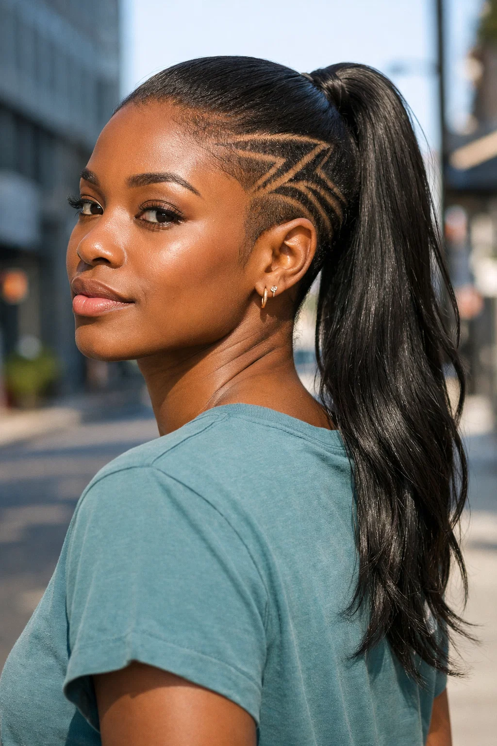 40 Bold Shaved Sides with Ponytail for Black Women Styles 40 The Undercut Ponytail with Sleek Hair Tattoo