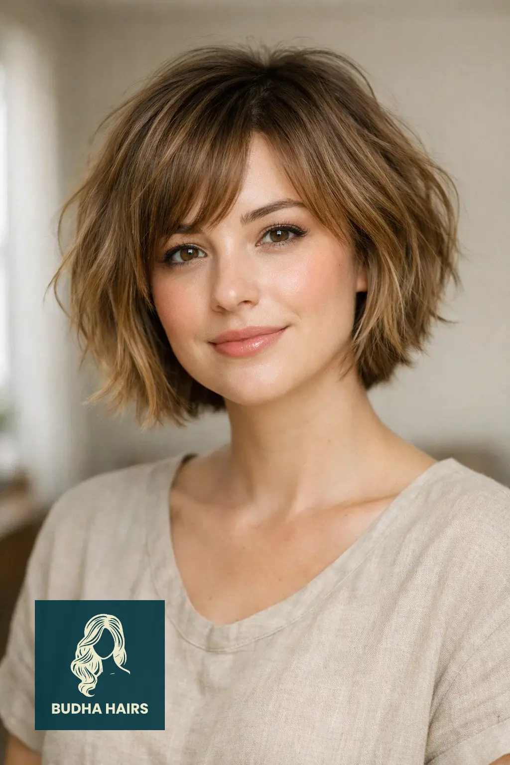 30 Best Shaggy Bob Hairstyles for Fine Hair and Round Faces 8 Tousled Bob with Root Lift